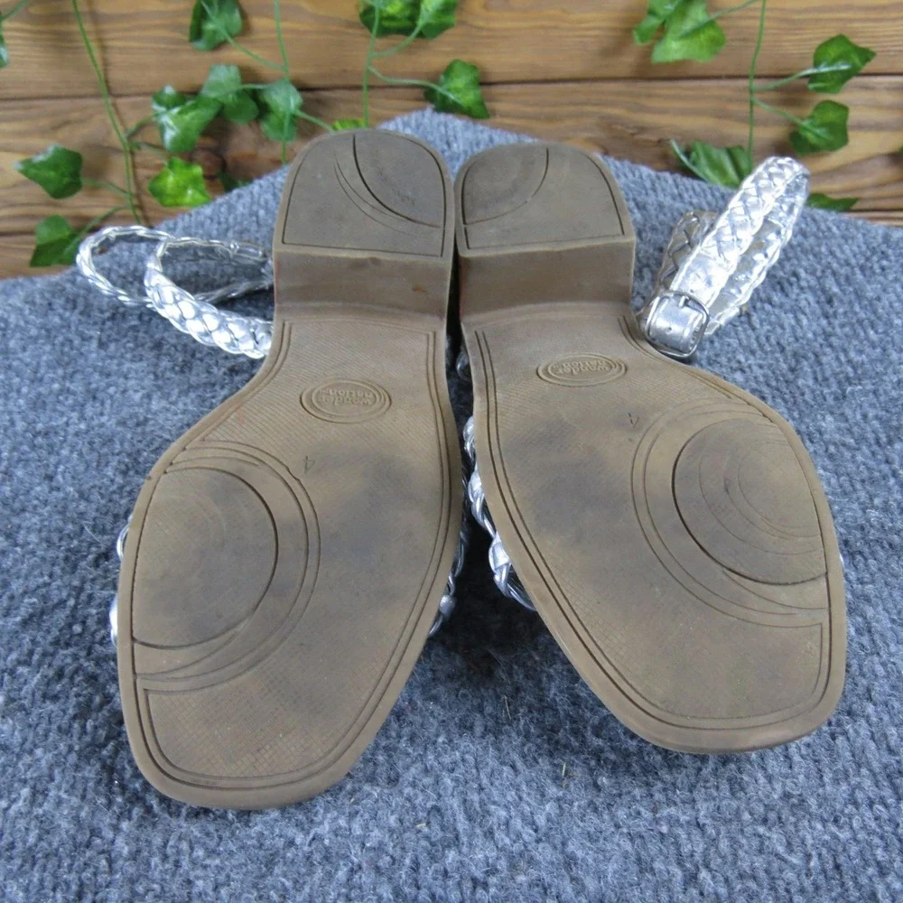 Wonder Nation Girls‎ Silver Braid Sandal Block Heel Synthetic Size 4 Chic Dressy
